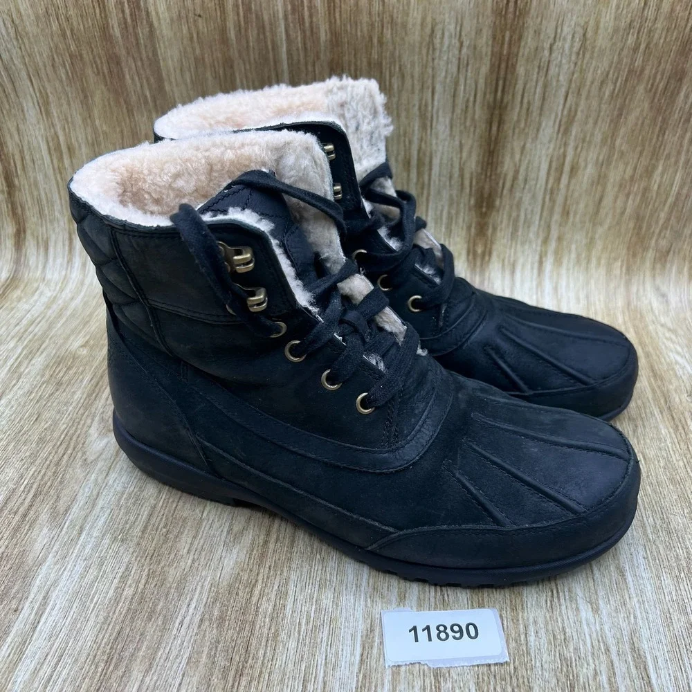 Cole Haan Air Rhone Duck Boots Men's Size 8.5M Black Waterproof Sherpa C09688